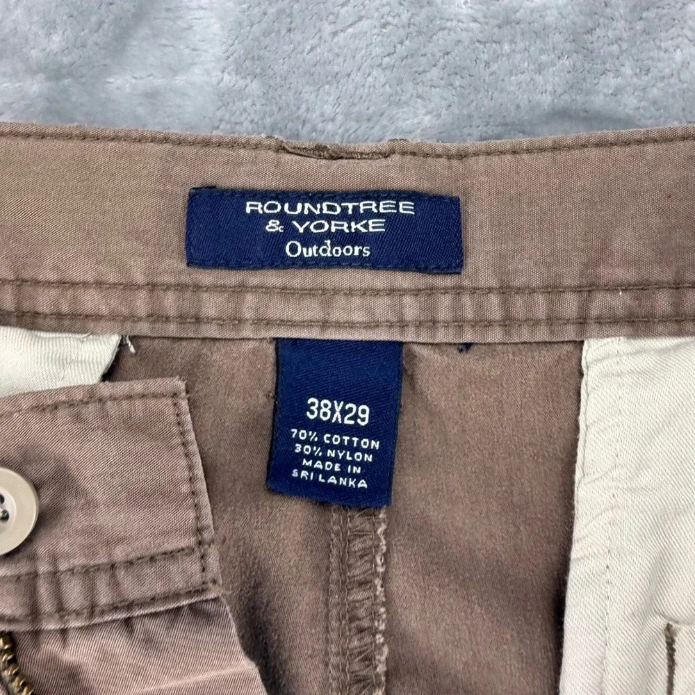 Roundtree & Yorke Outdoors Mens 38x29 Brown Cargo Pants Sunfaded Hiking Y2K